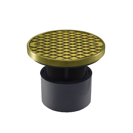 Jones Stephens 2in. x 3in. PVC Cleanout with 2in. Plastic Spud and 4in. Polished Brass Cover with Ring C59097